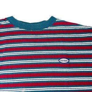 Vintage 90s Y2K GUESS JEANS USA Striped T-Shirt Kids Youth Boys XL